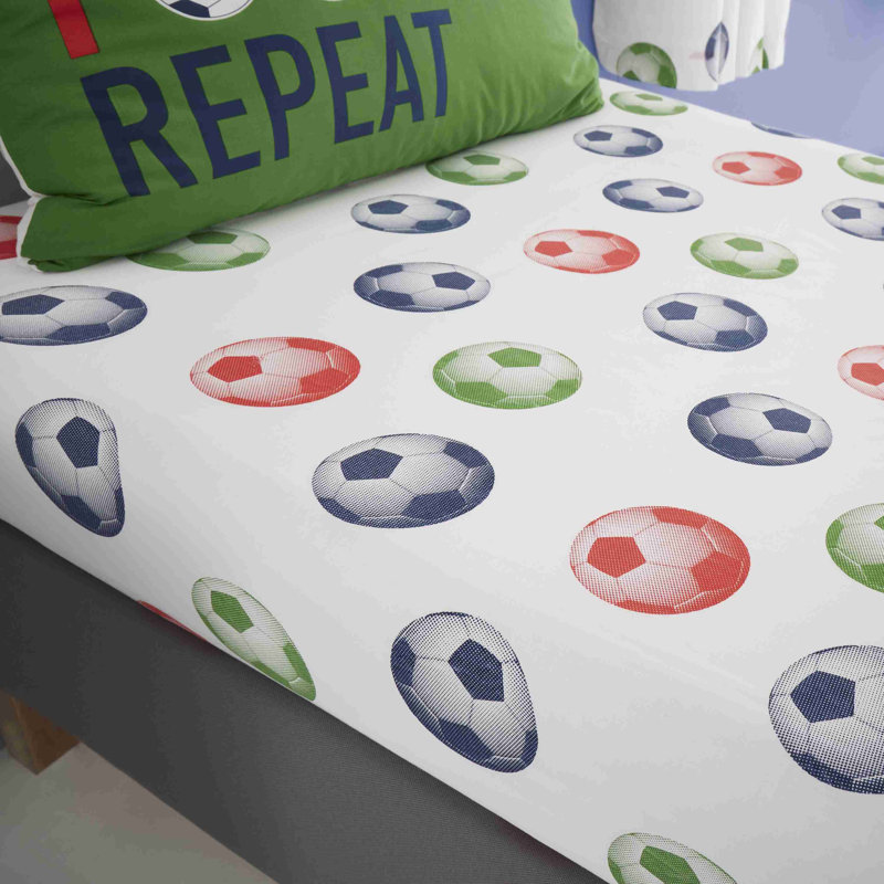 Eat Sleep Football Easy Care Fitted Sheet, 135 x 190 cm