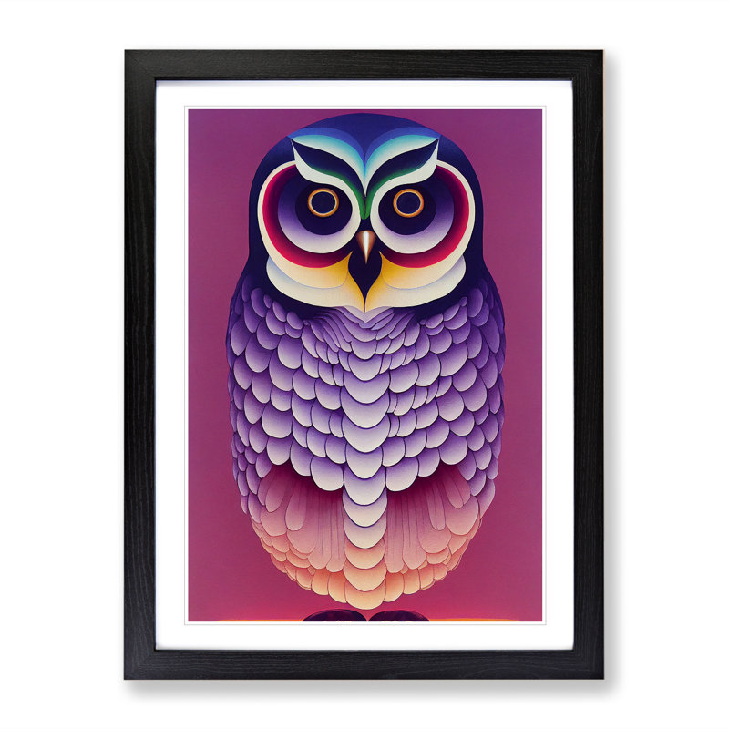 Adventurous Owl Abstract - Single Picture Frame Print, Black Framed, 64cm H x 46cm W x 2cm D