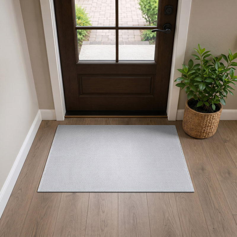 Tapis d'intérieur uni chiné crème ivoire, lavable à la machine et antidérapant, Crème, 2 pi x 4 pi