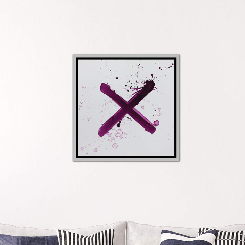«X's and O's I» par Kent Youngstrom - reproduction d'art, H 18 po x l 18 po x 1,5 po, Toile avec cadre argenté
