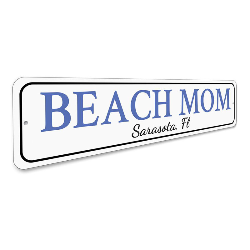 Plaque en aluminium Beach Mom, H 4 po x l 18 po x P 0,04 po