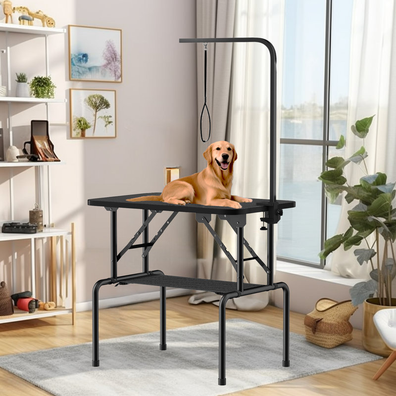 Dog Grooming Table,Foldable Pet Grooming Tables With Adjustable Arm,Clamps,Nooses, Mesh Tray
