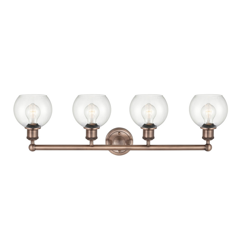 Éclairage pour meuble-lavabo 4 lumières 33 pouces Cambria, Transparent, Cuivre antique