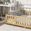Lit de plancher avec clôture et porte, lit de plancher en bois d'hévéa avec barrières de sécurité-878113449-878113451