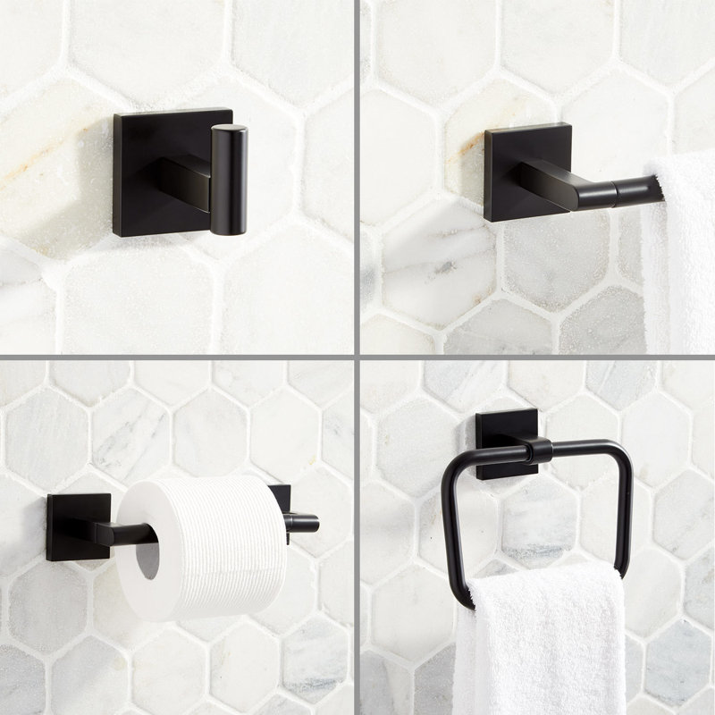 Hibiscus 4 - Piece Bathroom Hardware Set, Matte Black