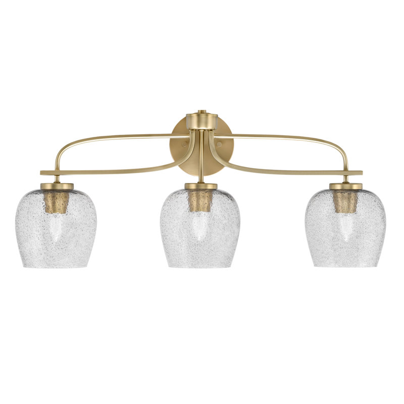 Barre d'éclairage de salle de bain 3 lumières Cavella avec verre fumé de 6 po, Laiton New Age