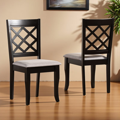 Aspen Grey Fabric and Dark Brown Finish Dining Chair, 37.13'' H X 17.87'' W X 20.1'' D