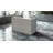 City View L-Shape Reception Station with Floating Glass Transaction Top and Storage, Grey Oak