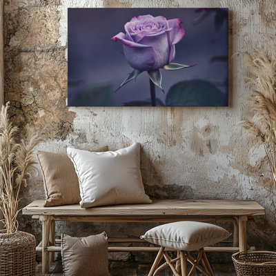 Canvas A Single Lavender Rose Stands Elegantly Against A Soft Blurred Wall Art Background Exuding A Serene And Ethereal Quality The Canvas Wall Art