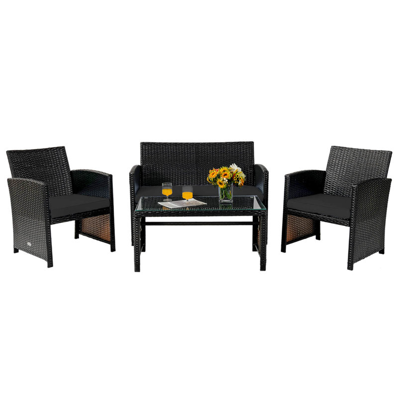 Ensemble de meubles de patio en rotin 4 pièces