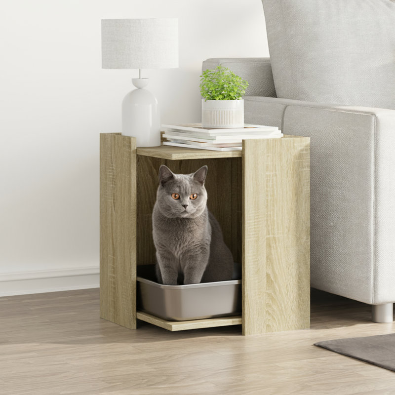 Engineered Wood Litter Box Enclosure, Sonoma Oak, 51cm H x 42cm W x 42cm D