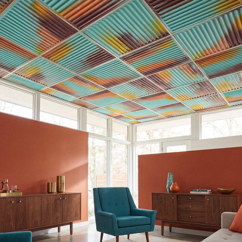 Ridge Tuile de plafond à poser en PVC, Océan rustique, L 24 po x L 24 po