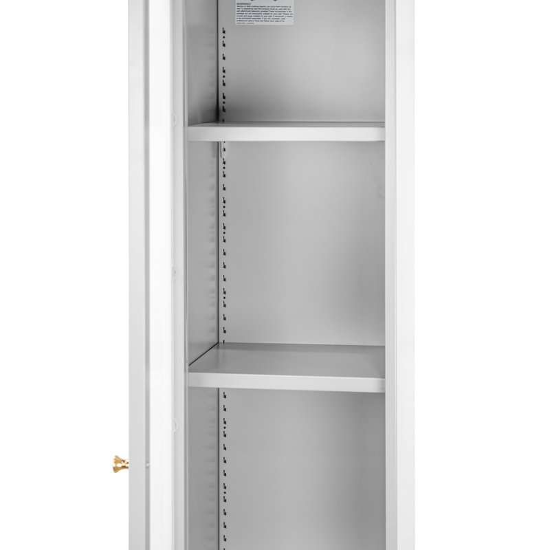 Armoire en métal blanc 71 po avec porte transparente Avis, Blanc