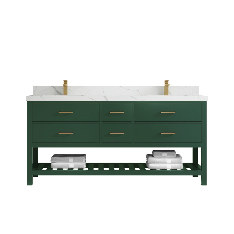 Parker 72'' Double Bathroom Vanity with Top, Calacatta Laza