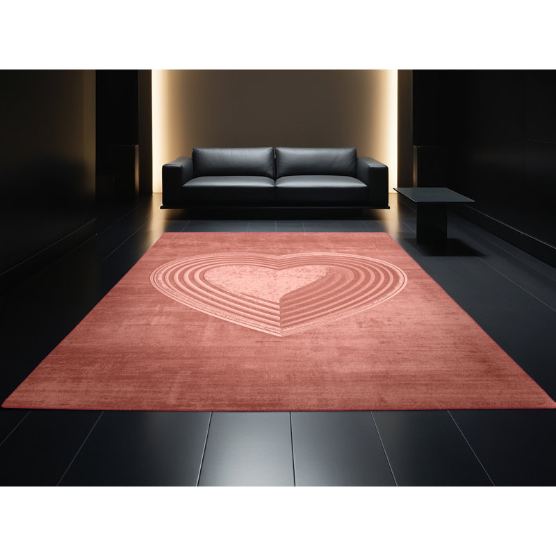 Machine Washable Dyal Valentines Modern & Contemporary Abstract Rug in Red – Rose Binding, 8x12