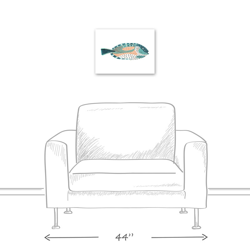 " Patterened Fish ", 12" H x 16" W x 1.25" D, Wrapped Canvas