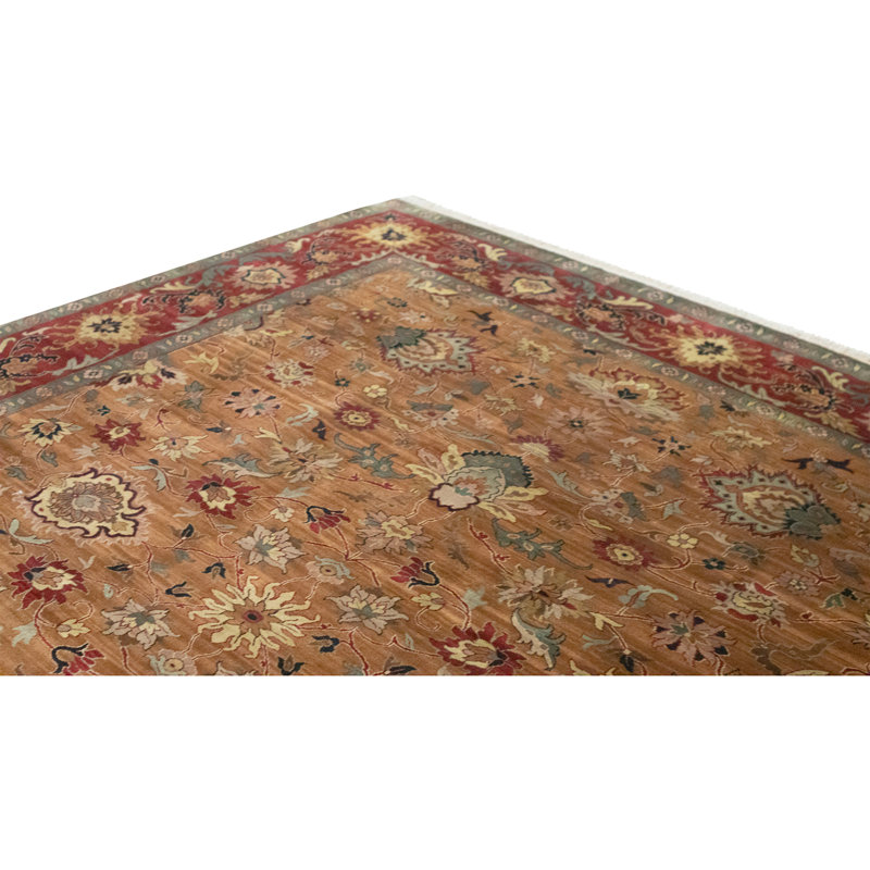 High-Quality Hand-Knotted Gold And Red Area Rug