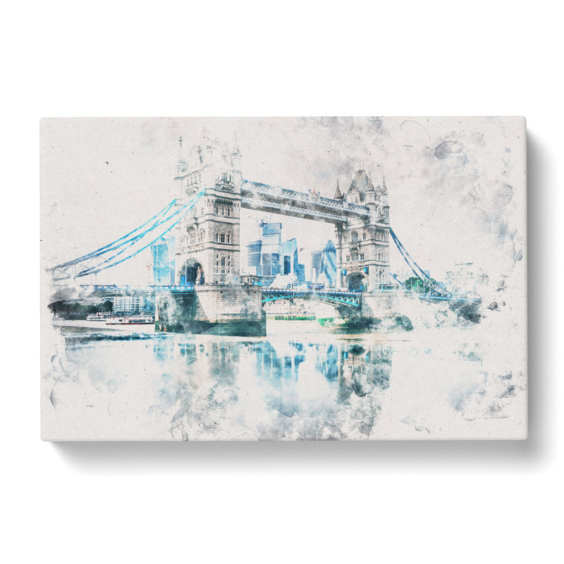 London Bridge Watercolour - Wrapped Canvas Print, 40cm H x 60cm W x 3cm D