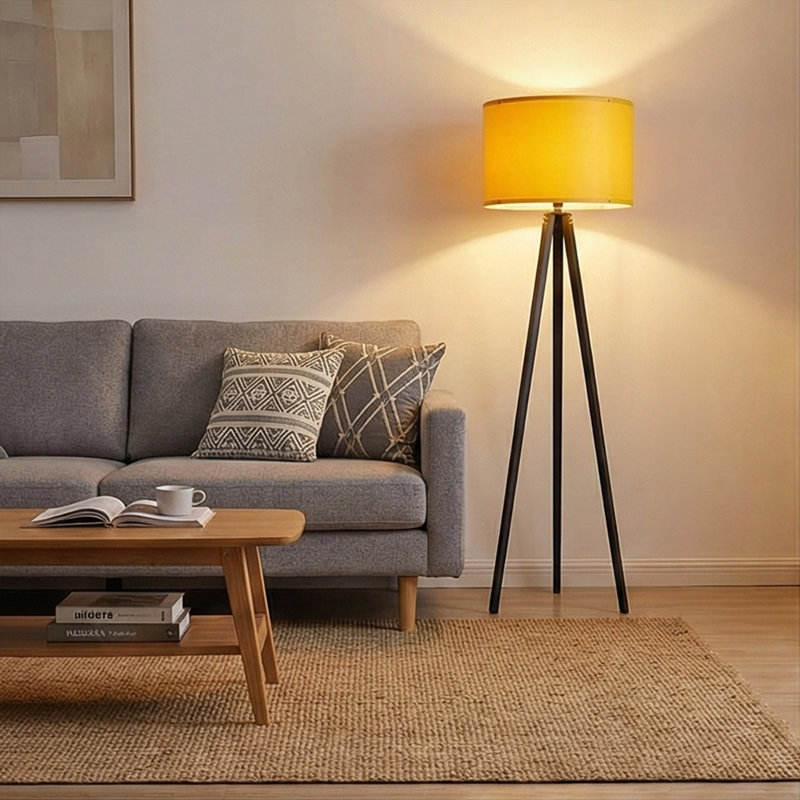 Lampe trépied 57 po Kisa, Noir, Jaune