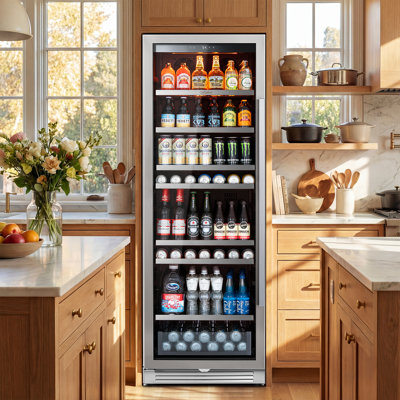 428L Left Swing Door Beverage Refrigerators & Coolers with Large Capacity, Quiet Inverter Cooling and Dual-Layer UV-Proof Glass Door