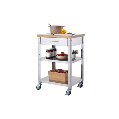 TRINITY EcoStorage Stainless Steel Kitchen Cart /w Bamboo Top and Drawer by Trinity