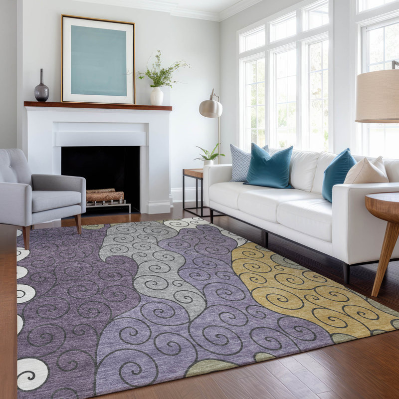 Tapis intérieur / extérieur lavable à la machine Chantille ACN2464, Prune, 5 pi x 7 pi 6 po