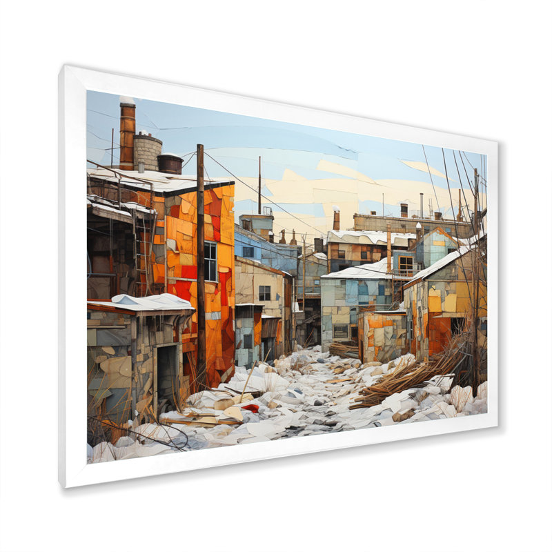 Winter Warehouse Palette II sur toile, Cadre simple blanc, H 12 po x l 20 po x P 1 po