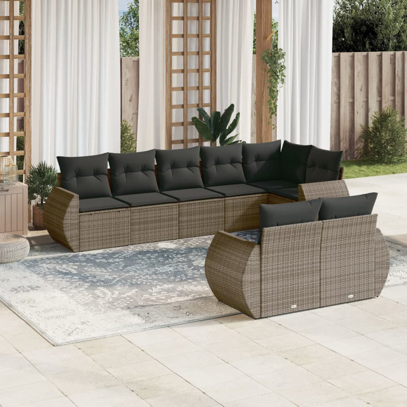 Ensemble de canapé de jardin Vidaxl PE, Gris