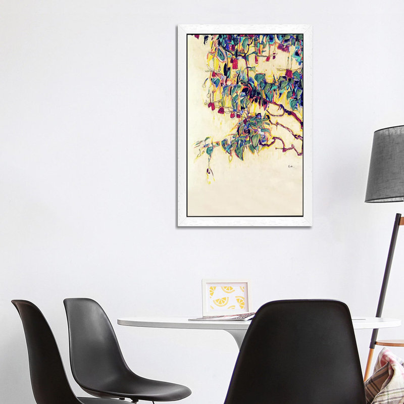 Sun Tree by Egon Schiele - Painting on Canvas, White Framed, 66.04 cm H x 45.72 cm W