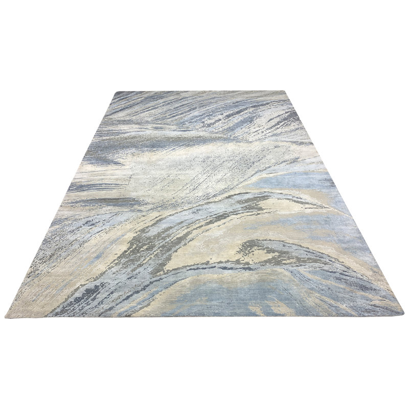 Hand Knotted Abstract Area Rug, Rectangle 8' x 10'