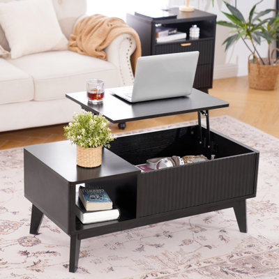 Table basse à plateau relevable avec rangement, table basse rectangulaire pour le salon, P 37,4 po x l 18,9 po x H 16,2 po