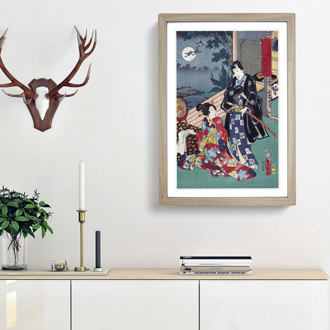 A Full Moon by Utagawa Kunisada - Framed Print