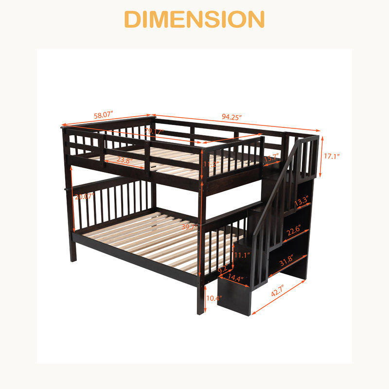Lit superposé double avec rangement Stairway, Espresso