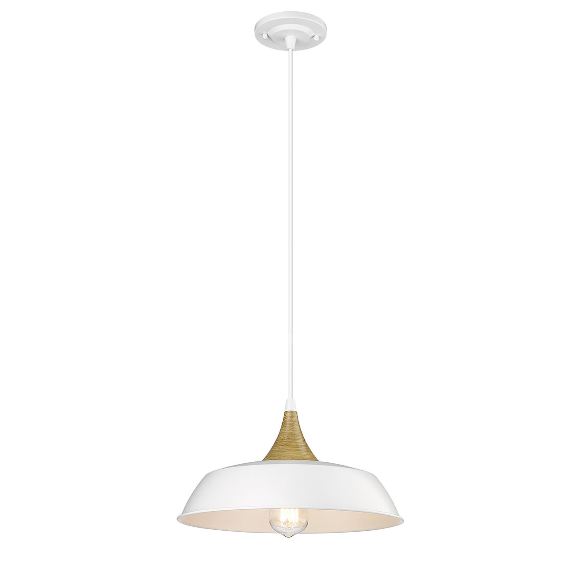 Elisabet Single Light Metal Dimmable Pendant, White