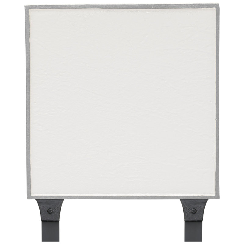 Plaque d'adresse sur une ligne avec piquets de pelouse Classic Square Estate, Blanc / argent, Oui