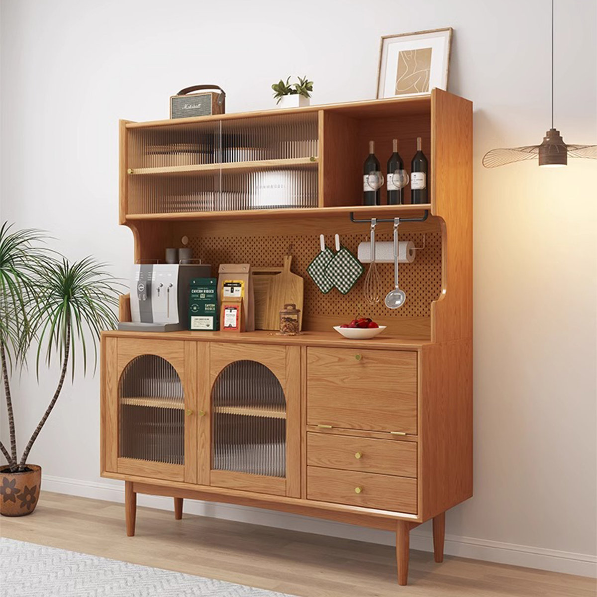 Corrigan Studio® Scandinavian Solid Wood Storage Food Cabinet | Wayfair