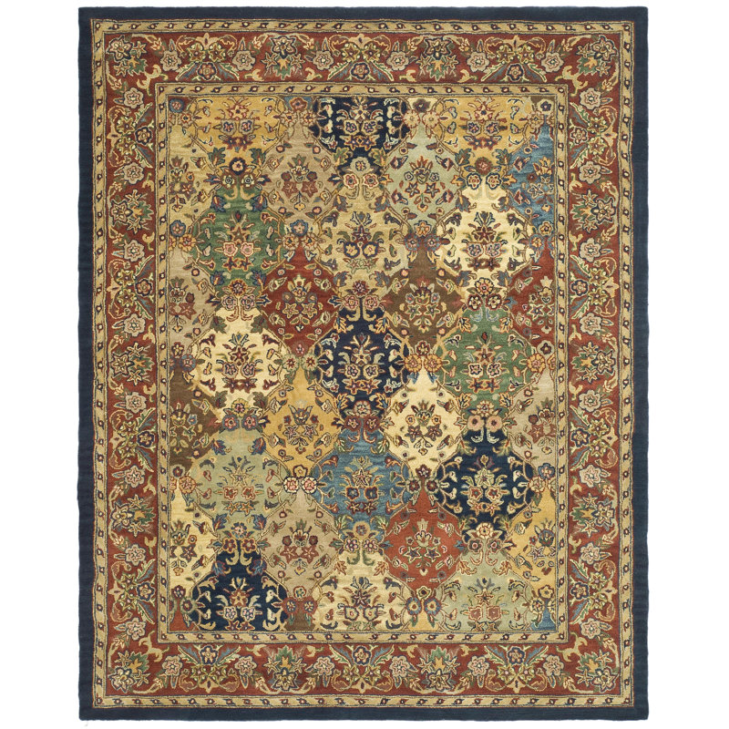 Costilla Hand Tufted Wool/Cotton Oriental Rug in Burgundy, Rectangle 12' x 18'