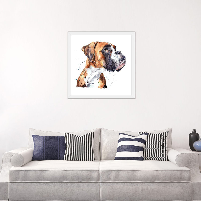 « German boxer » par Edwatercolours-impression, Blanc, H 24 po x l 24 po x p 1 po, Papier encadré blanc
