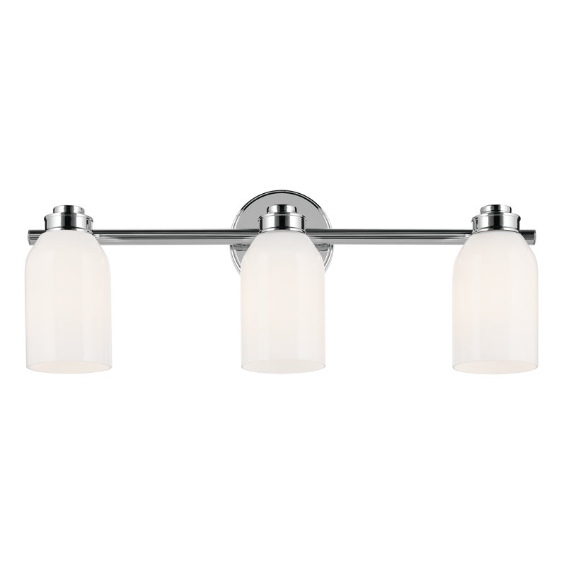 24.25" 3-Light Vanity Light with White Opal Glass, Chrome
