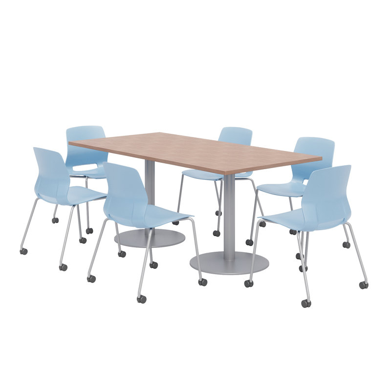 Ensemble de table de salle à manger rectangulaire 72 "et chaise, Rivière cerise, Bleu ciel