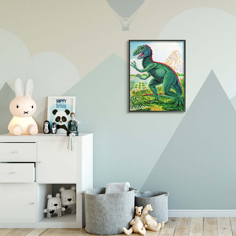 «Ralon Dinosaur Field Art», H 30 po x l 24 po, Giclée encadrée noir minuit