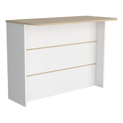 Kitchen Island with Ample Workstation and 2-Tier Shelf White / Light Pine