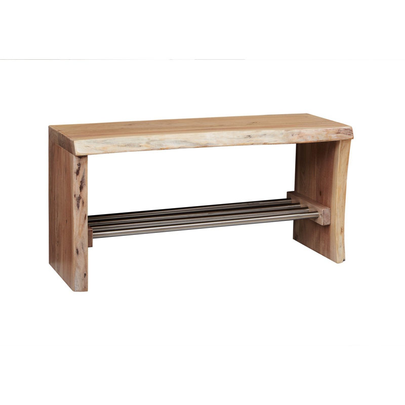 Pure Acacia Solid Wood Bench, Ecru