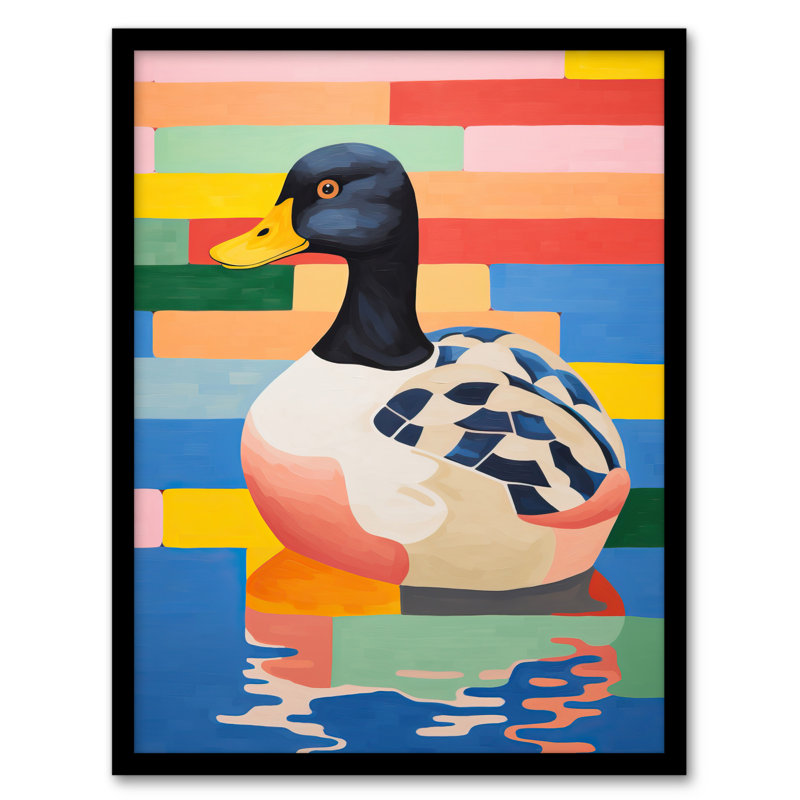 Duckpond Delight Colourful Bright Bird - Single Picture Frame Print