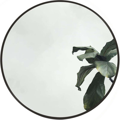 Metal Framed Round Bathrrom HD Glass Mirror For Wall