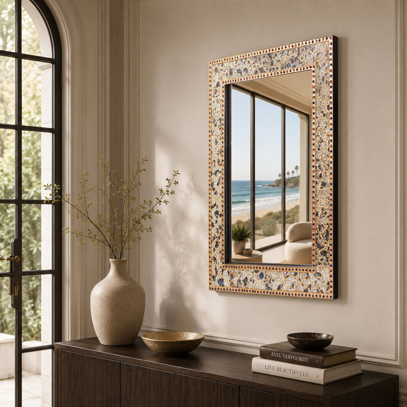 Miroir d'appoint Cima Crackle, Doré en feu