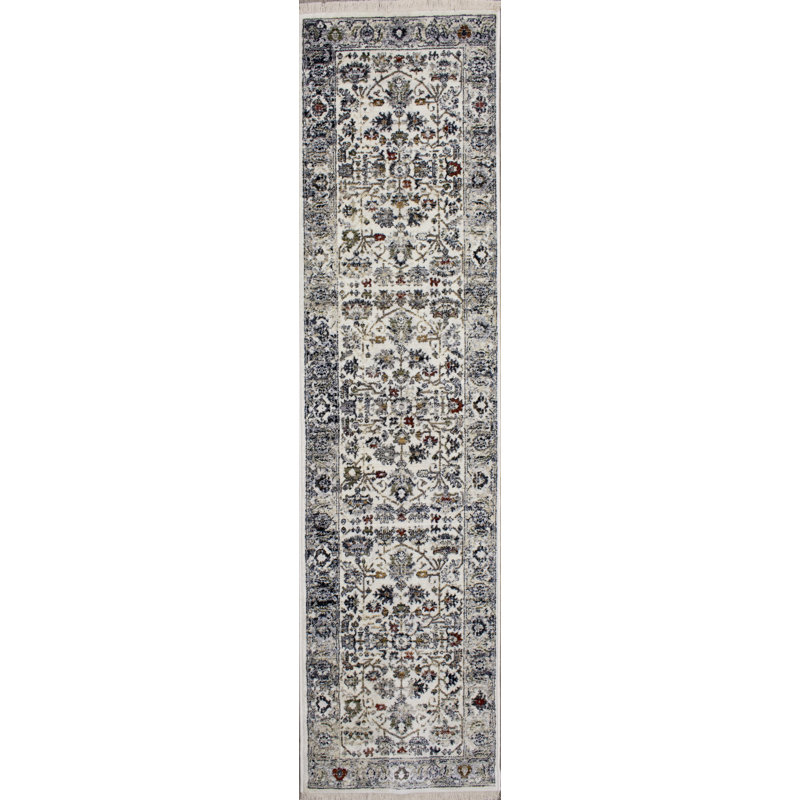 Tapis oriental gris / crème Rojas, Tapis de couloir 2 pi 0 po x 7 pi 10 po