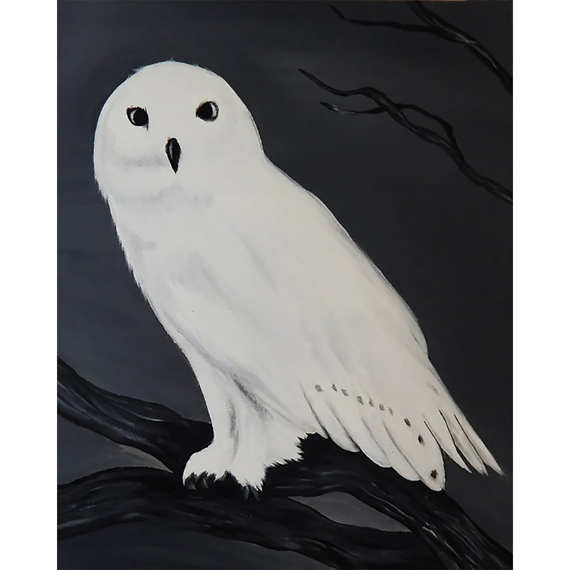 «Snow Owl» par Ed Capeau - reproduction d'art, Toile tendue, H 16 po x l 12 po, Aucun mat
