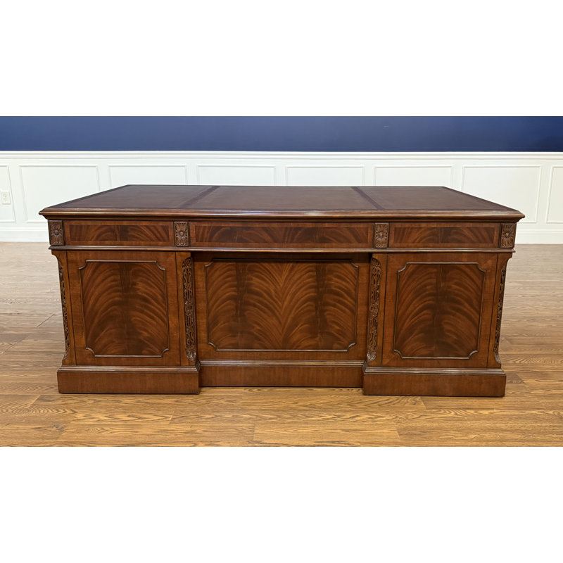 Traditional Mahogany Executive Desk, 30" H x 72" W x 36" D