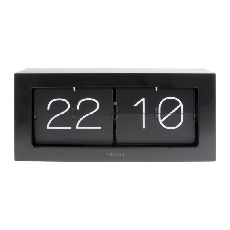 Modern & Contemporary Digital Bamboo Wood Electric Tabletop Clock, 17.5cm H x 37cm W x 9cm D, Black